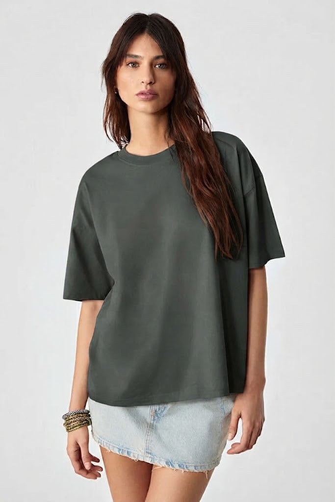Bisiklet Yaka Oversize T-shirt ÇAĞLA