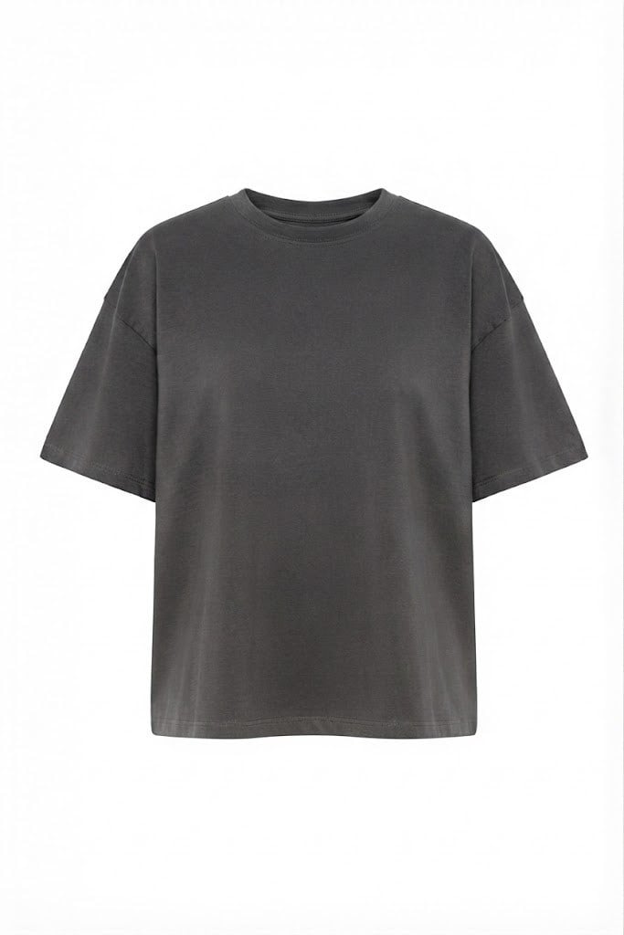 Bisiklet Yaka Oversize T-shirt FÜME
