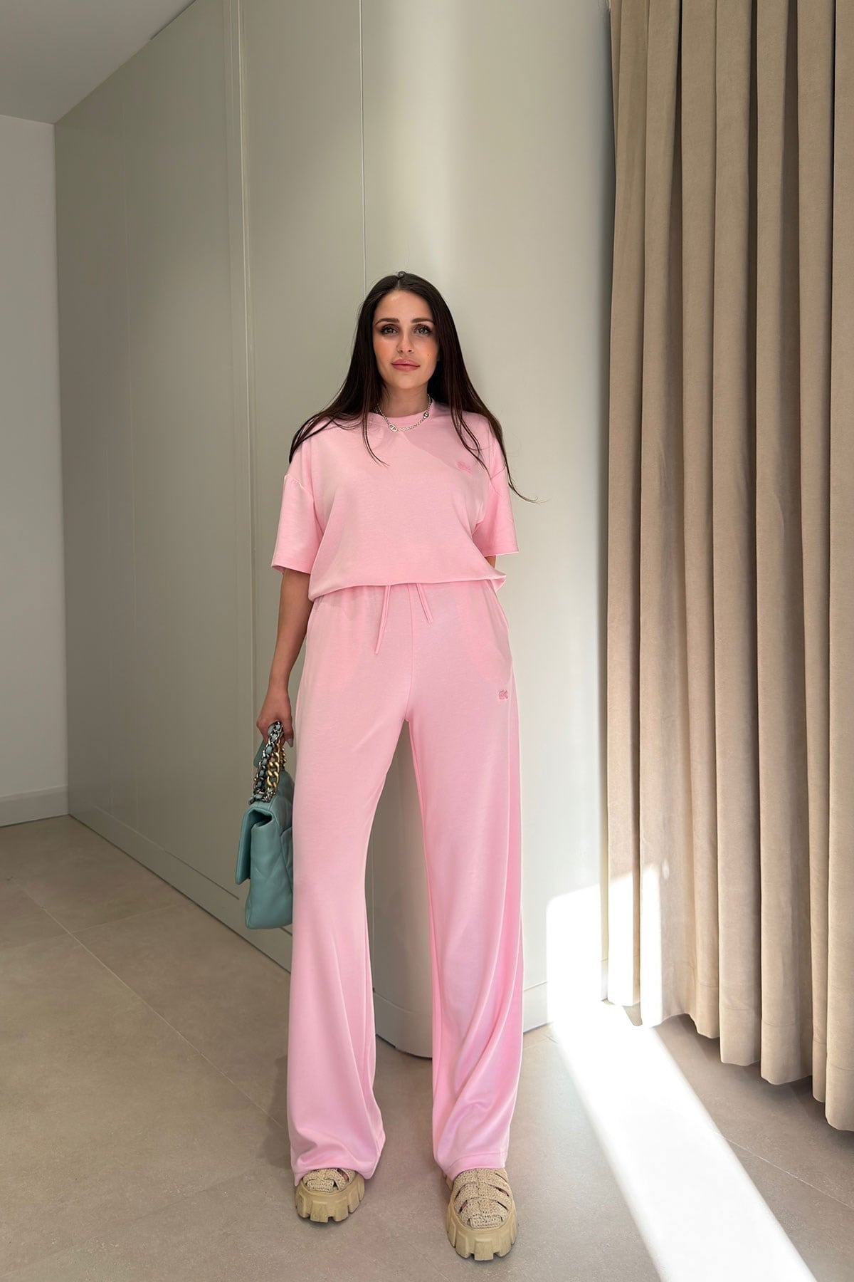 Bisiklet Yaka T-shirt Takım- Pembe PEMBE