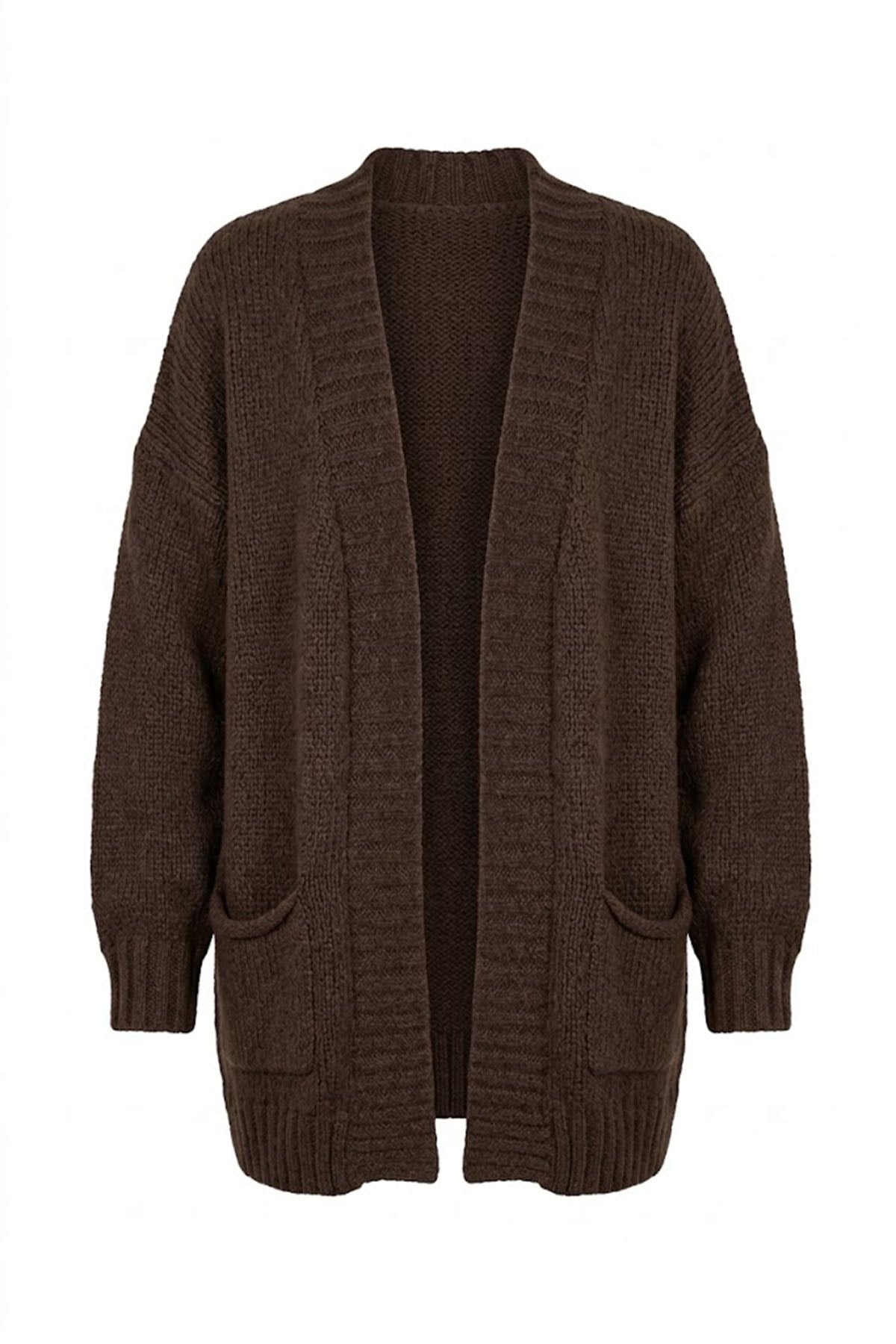 Cepli Oversize Hırka-Kahve KAHVE