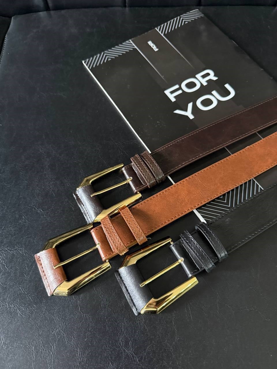 Çift Deri Gold Tokalı Kemer-Acı Kahve Acı Kahve