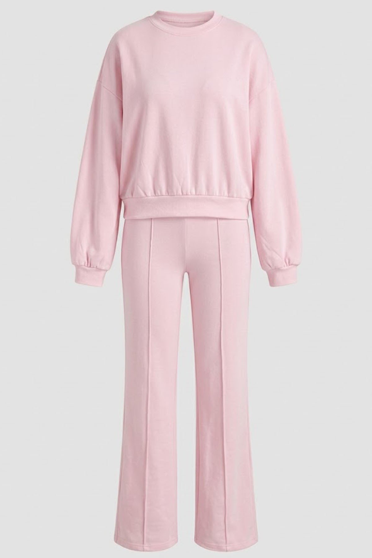 Çımalı Pantolon Detay Crop Takım - Pembe PEMBE