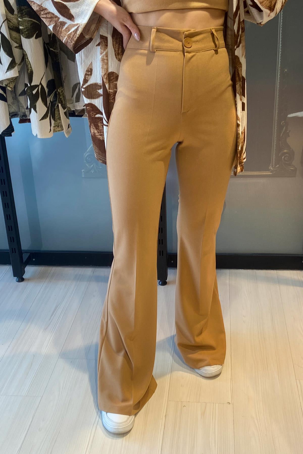 İspanyol Paça Pantolon - Camel CAMEL