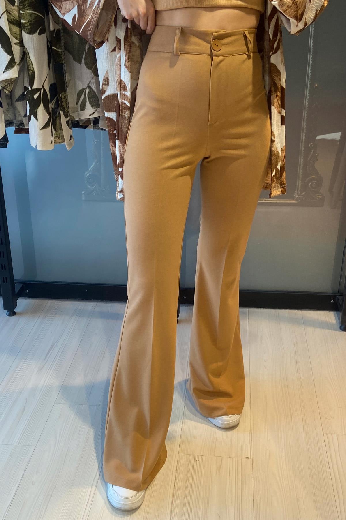 İspanyol Paça Pantolon - Camel CAMEL