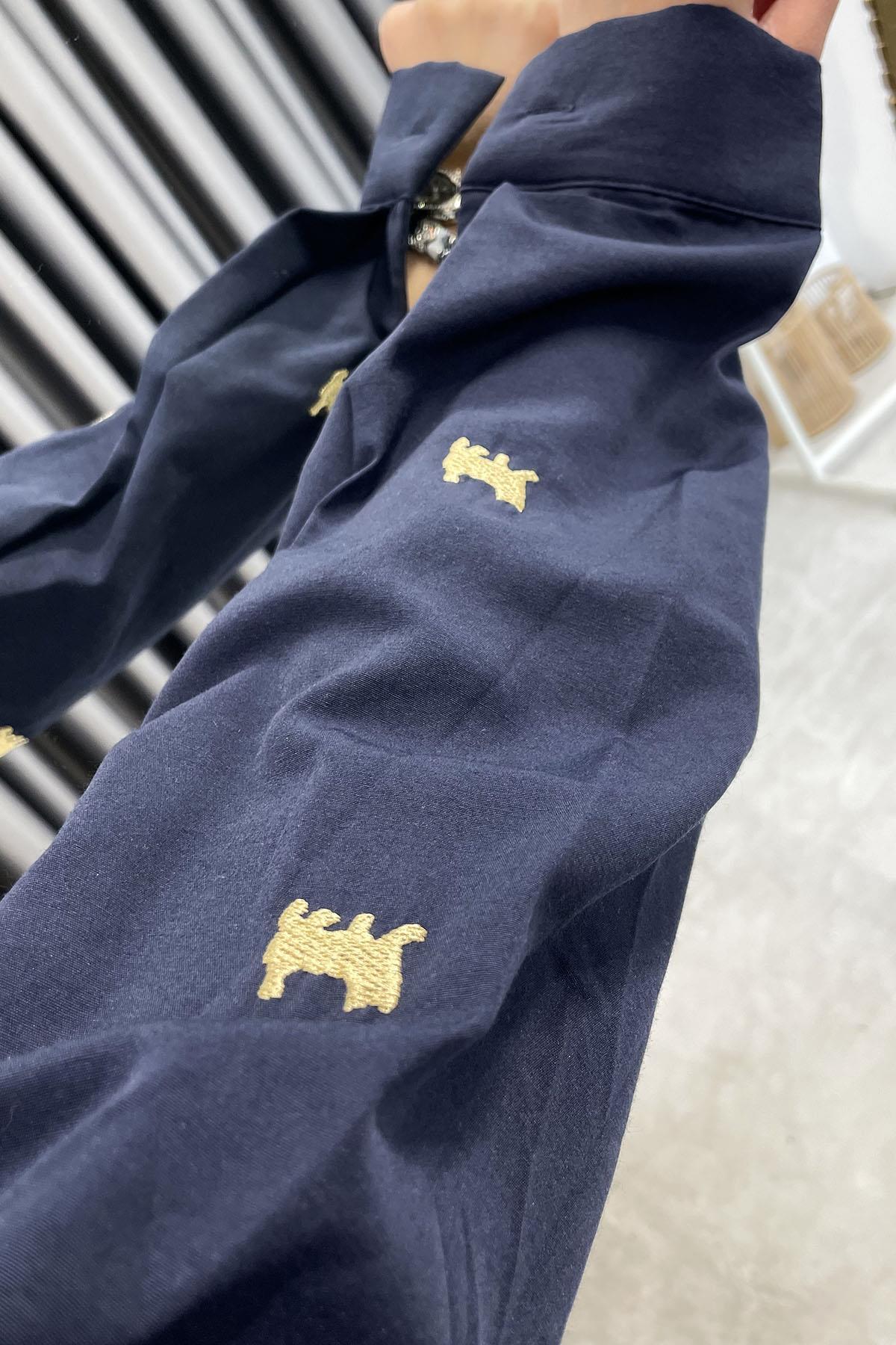 Kedi Nakış İşlemeli Basic Gömlek - Lacivert LACİVERT