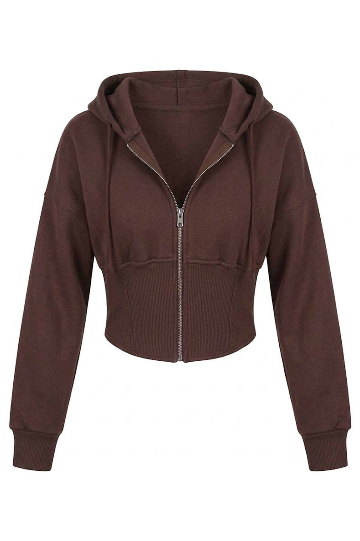 Korse Manşet Crop Ceket KAHVE