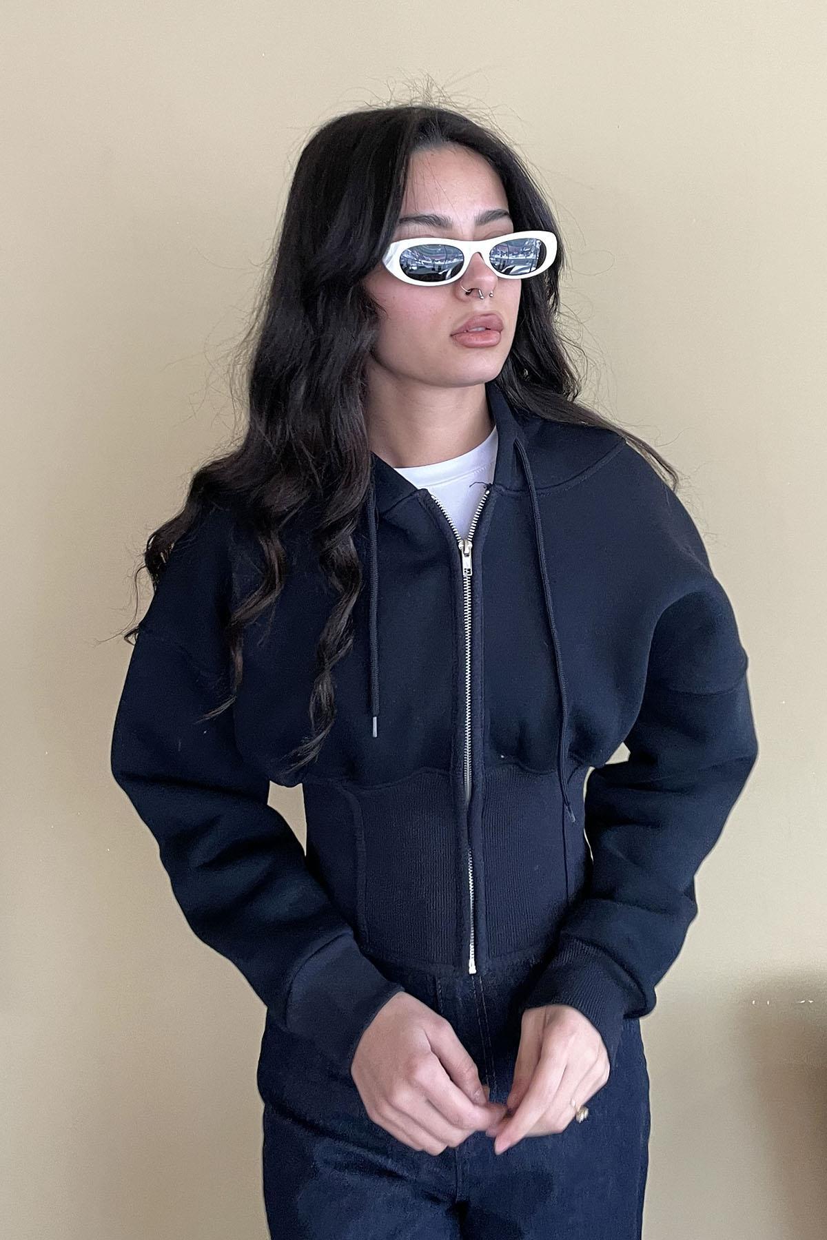 Korse Manşet Crop Ceket - Lacivert LACİVERT