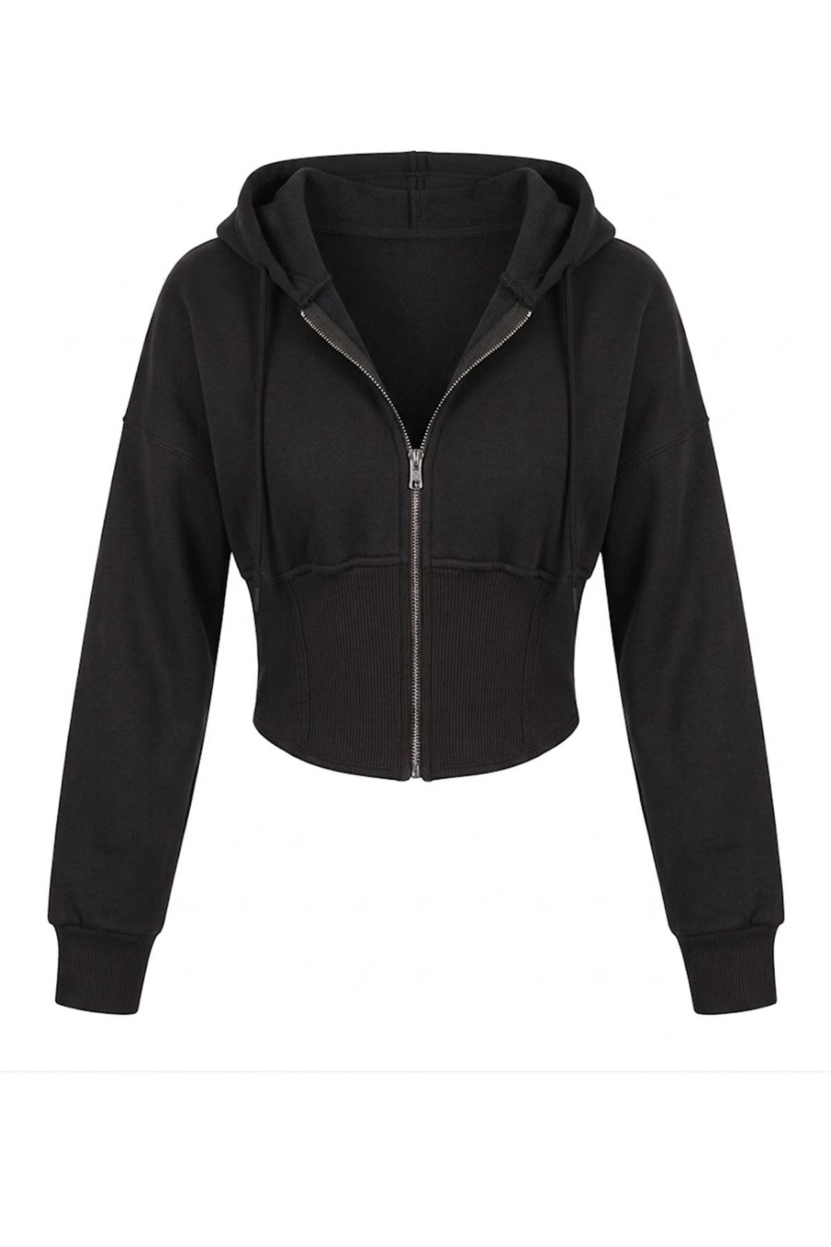 Korse Manşet Crop Ceket SİYAH
