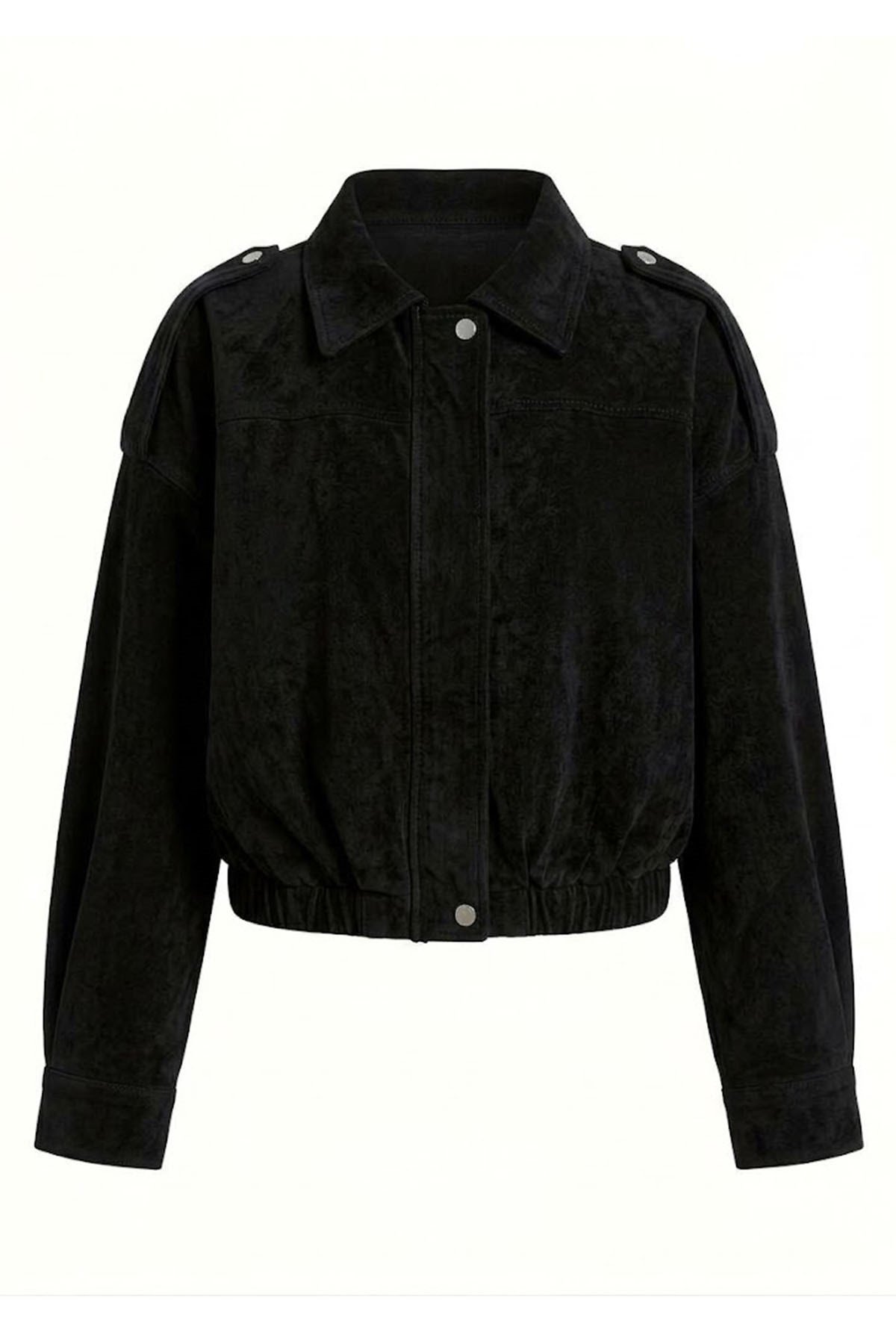 Kot Kadife Bomber Ceket-Siyah SİYAH