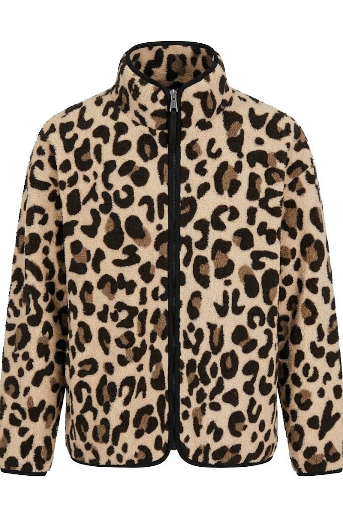 Leopar Desen Fermuarlı Ceket-Leopar LEOPAR