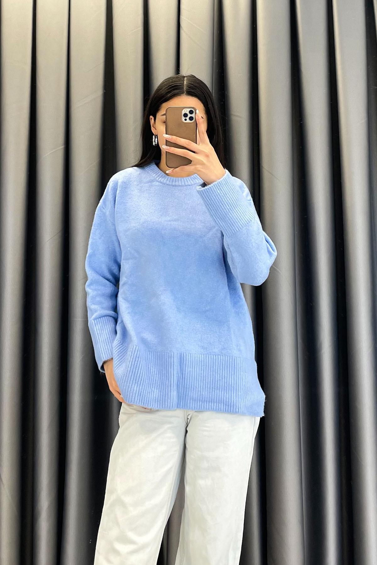 Orijinal Marka Bisiklet Yaka Basic Kazak-Bebe Mavi Bebe Mavi