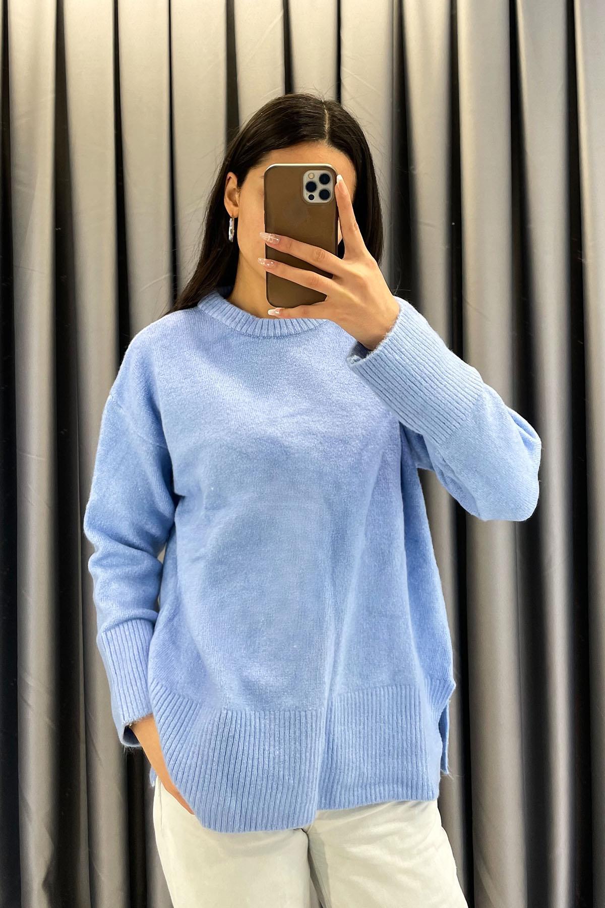 Orijinal Marka Bisiklet Yaka Basic Kazak-Bebe Mavi Bebe Mavi