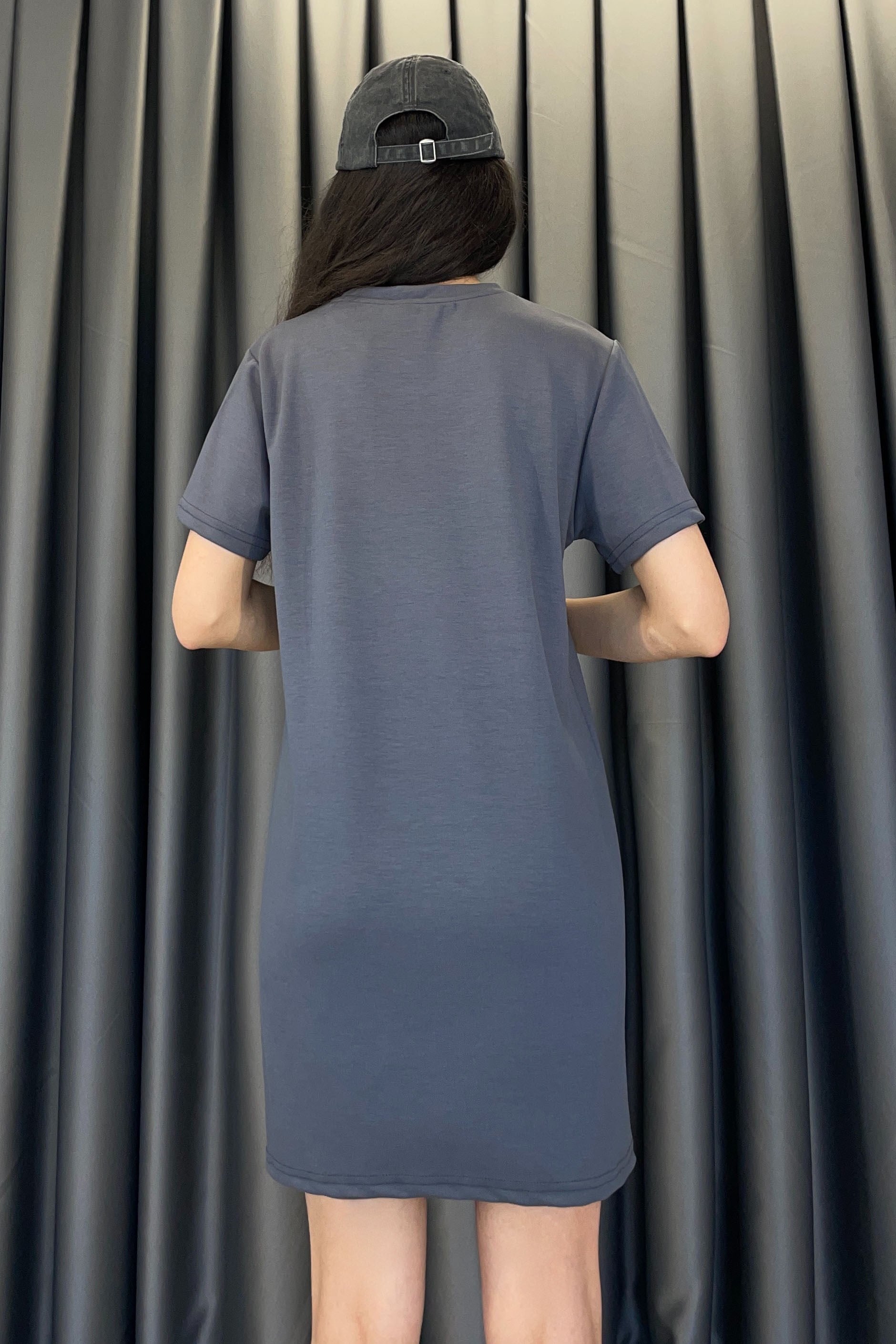 Orjinal Marka Kısa Kol Basic Elbise - Antrasit ANTRASİT