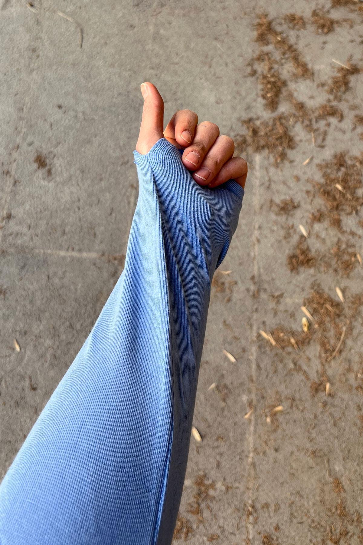 Orjinal Marka Uzun Kol Basic Bluz - Bebe Mavi Bebe Mavi