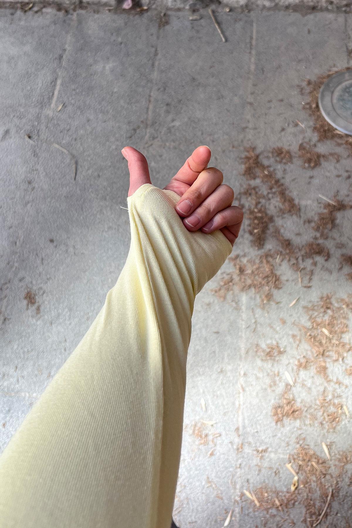 Orjinal Marka Uzun Kol Basic Bluz - Sarı SARI