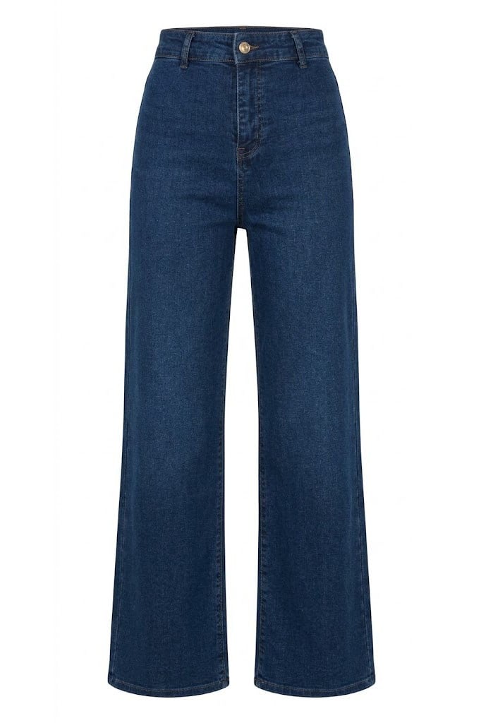 Paça Kesikli Straight Pantalon-Koyu Mavi KOYU MAVİ