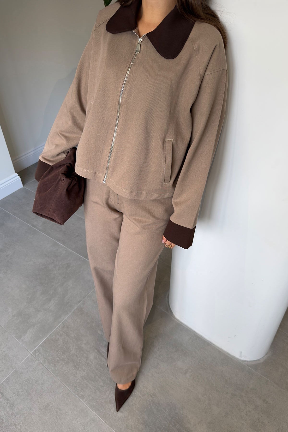 PALAZZO CEPLİ PAMUKLU PANTOLON CAMEL