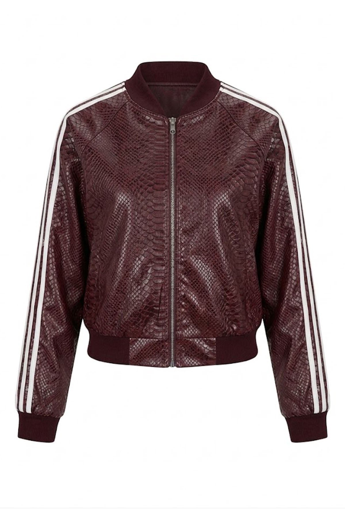 Pleather Deri Ceket - Bordo BORDO