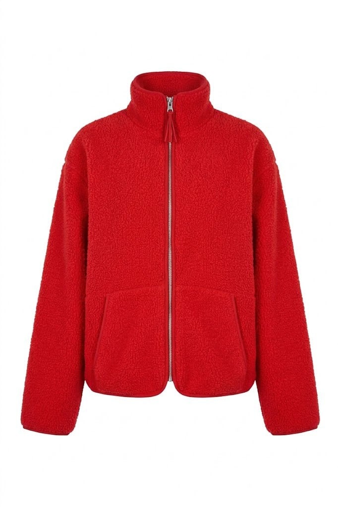 Scarlet - Yan Cepli Basic Fermuarlı Ceket Scarlet