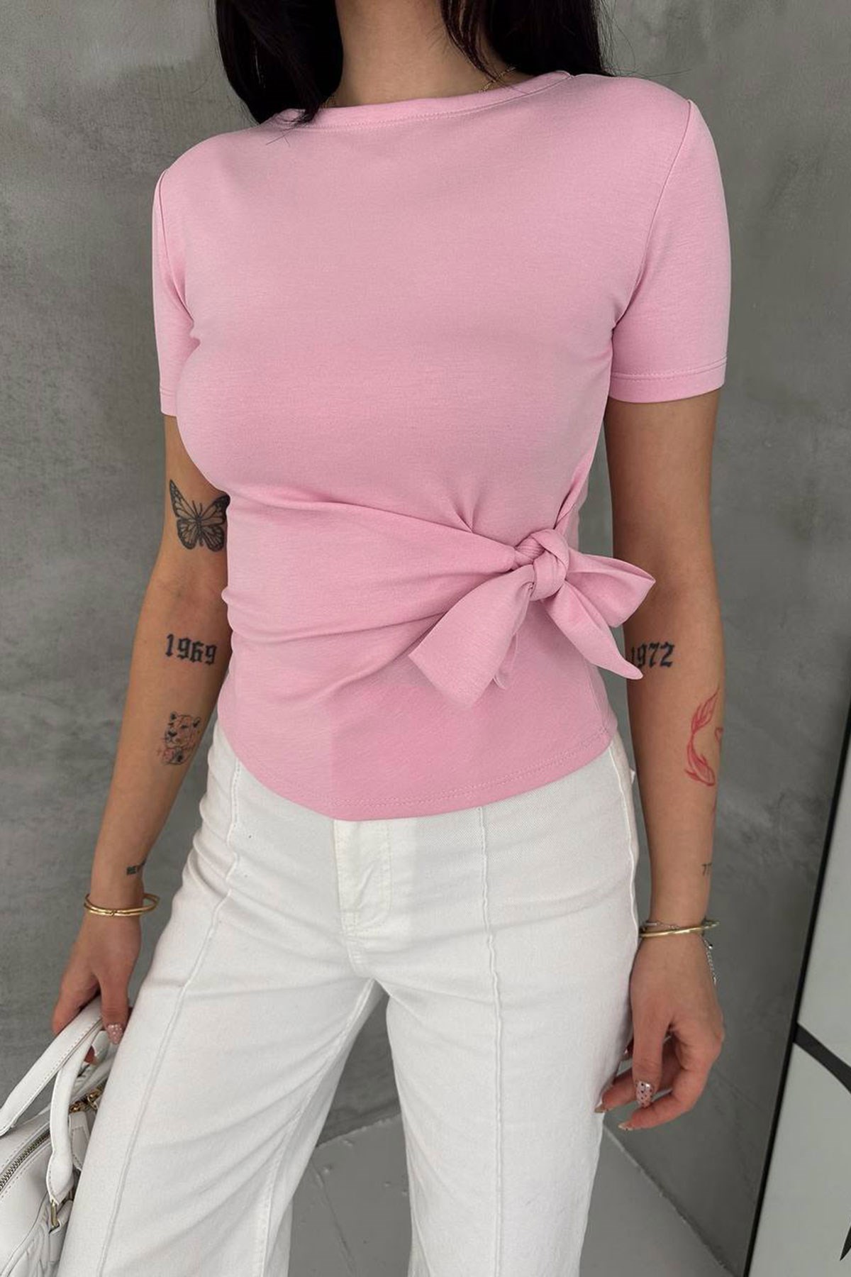 Yandan Bağlamalı Bluz PEMBE