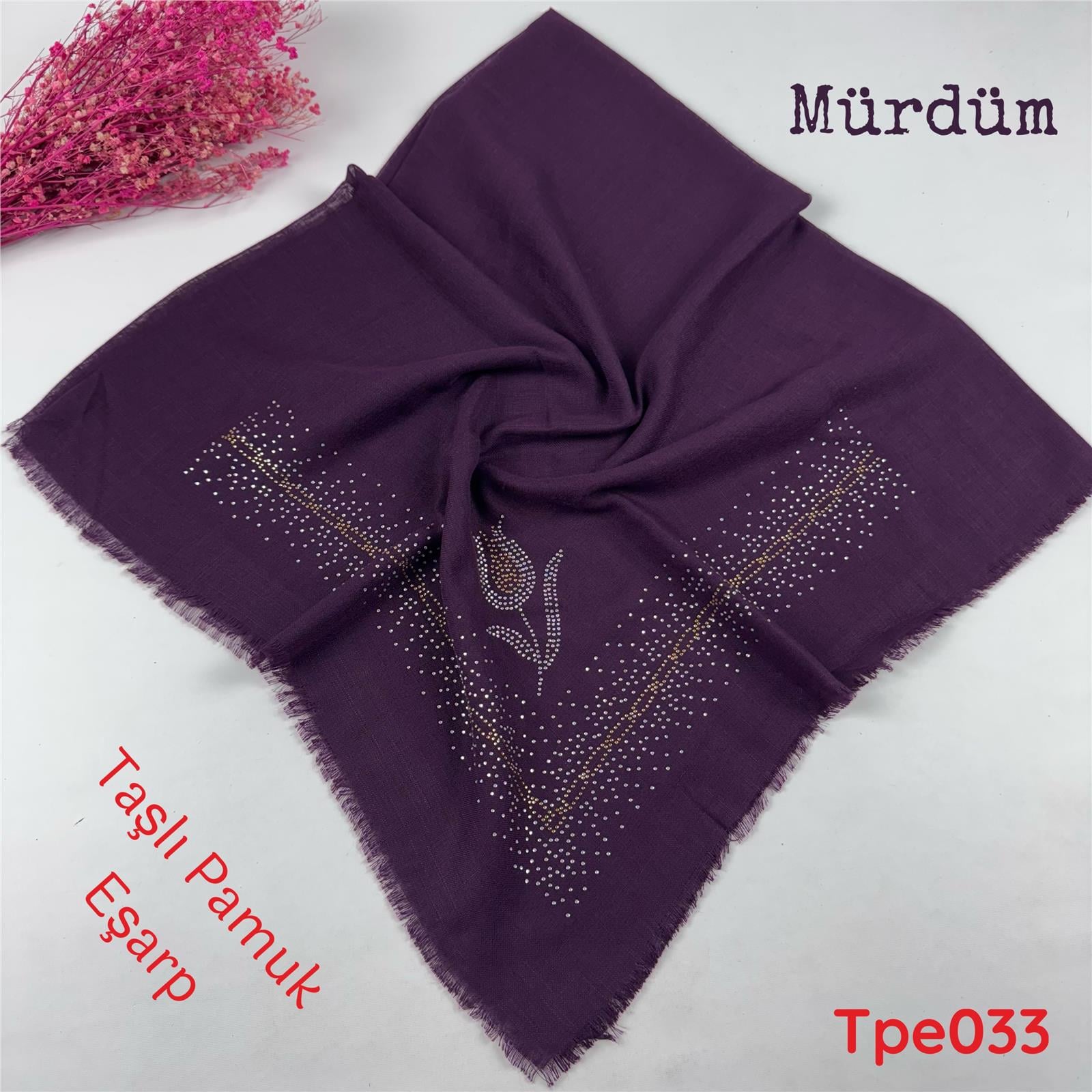 A-0786 Taşlı Pamuk Eşarp
