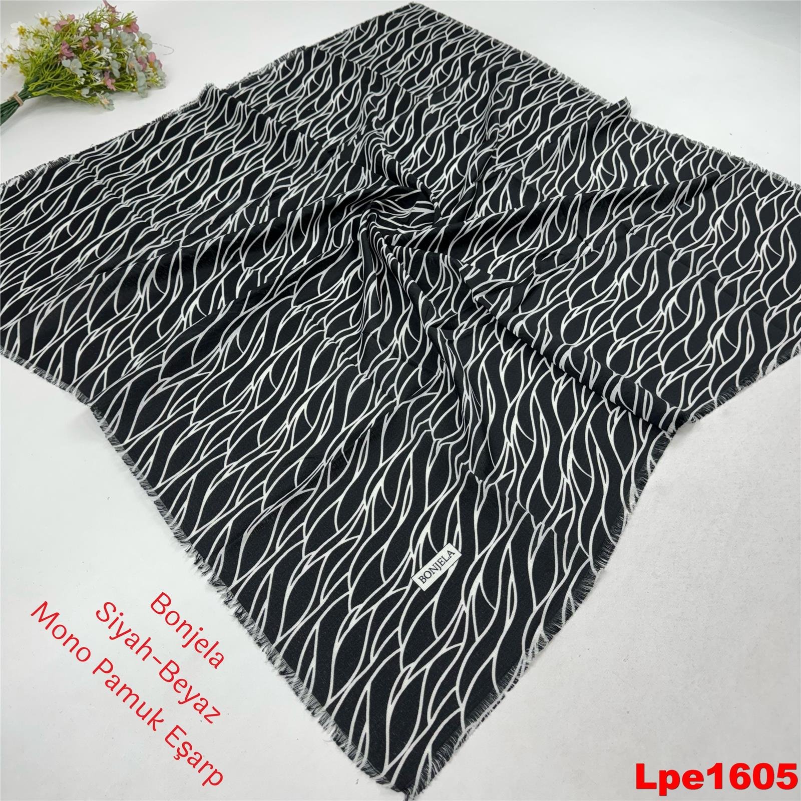 A-0973 Bonjela Mono Pamuk Eşarp