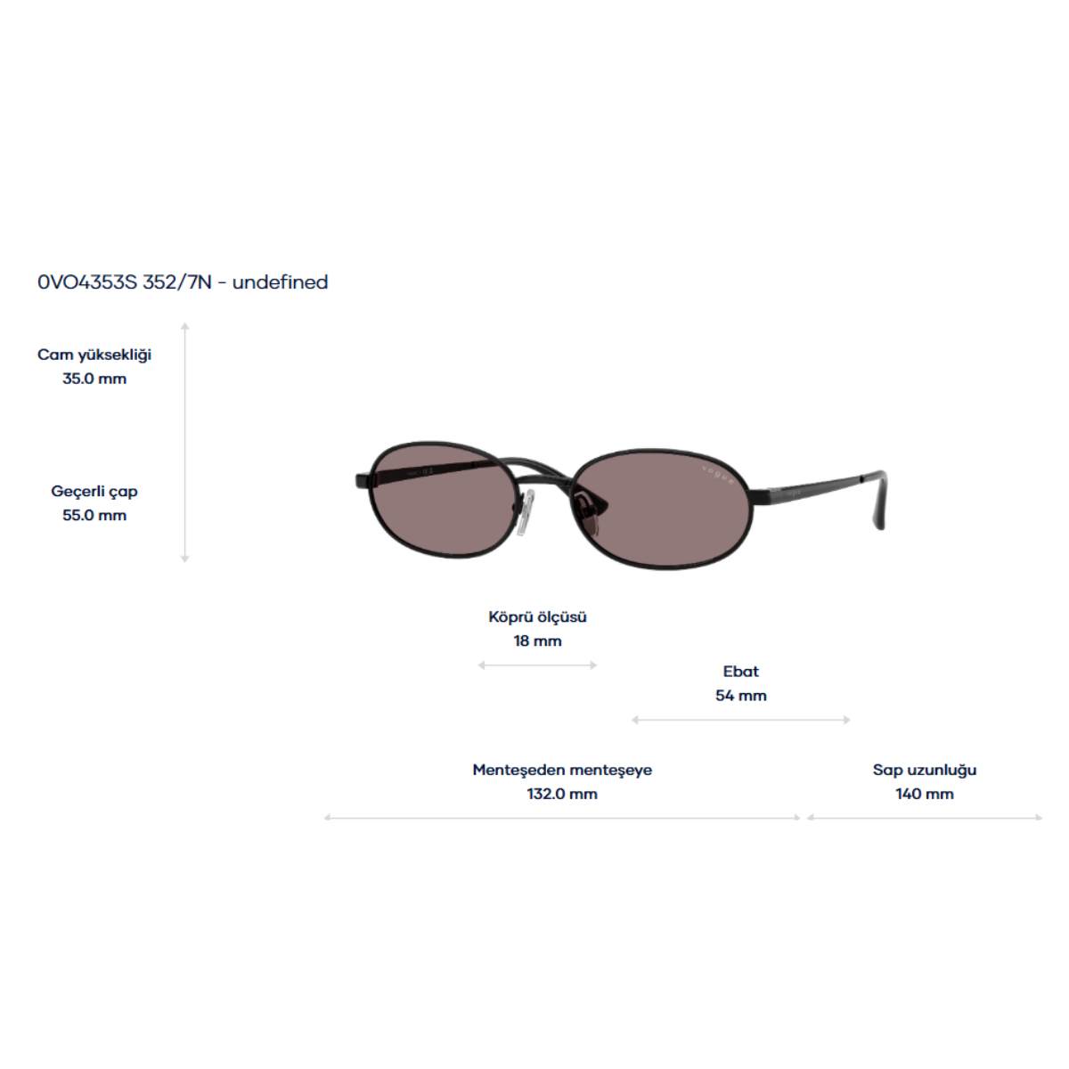 VOGUEKadın Güneş GözlüğüVOGUE 4353S 352/7N 54-18-140 G