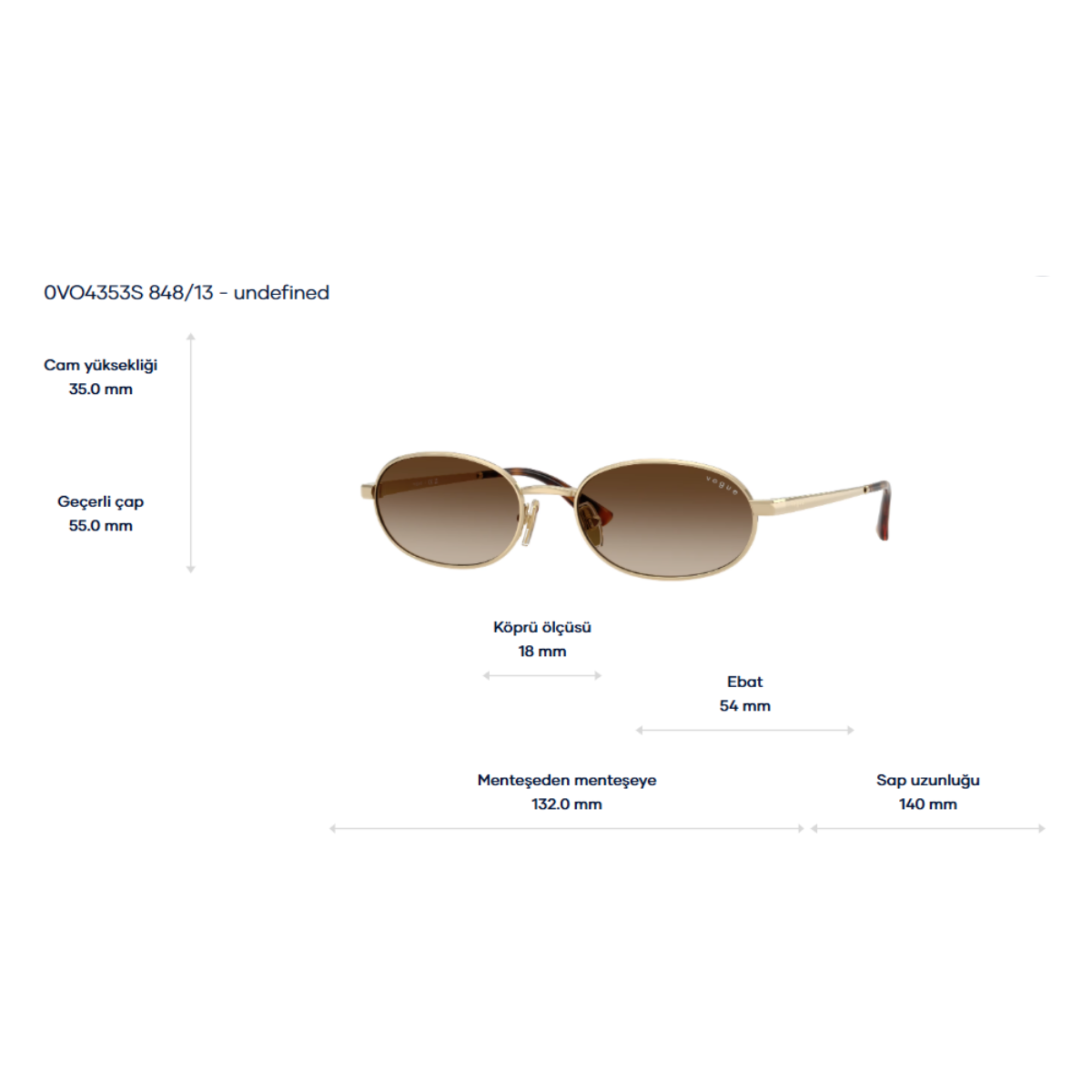 VOGUEKadın Güneş GözlüğüVOGUE 4353S 848/13 54-18-140 G