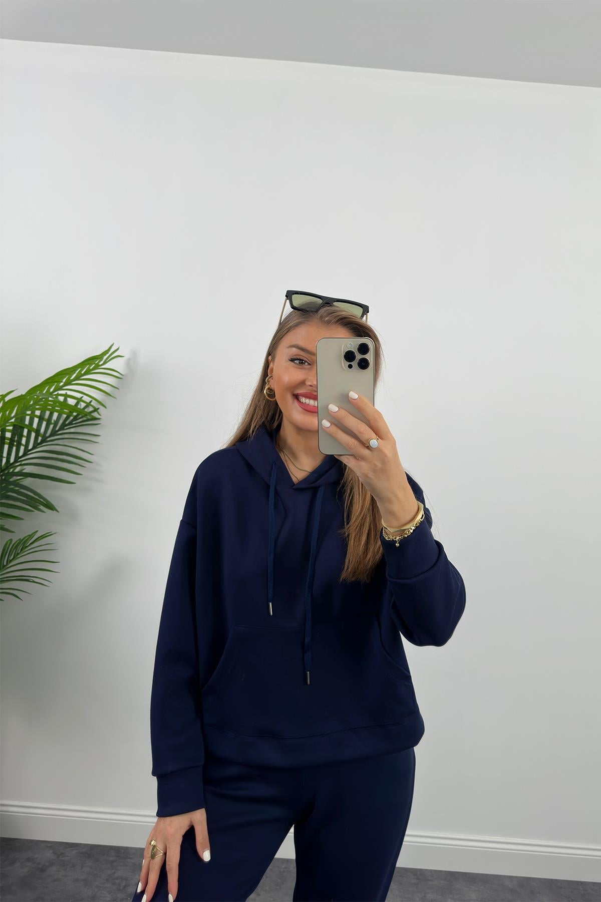 1. Sınıf Kalite Oysho Kumaş Ultra Yüksek Bel Eşofman Takımı Lacivert