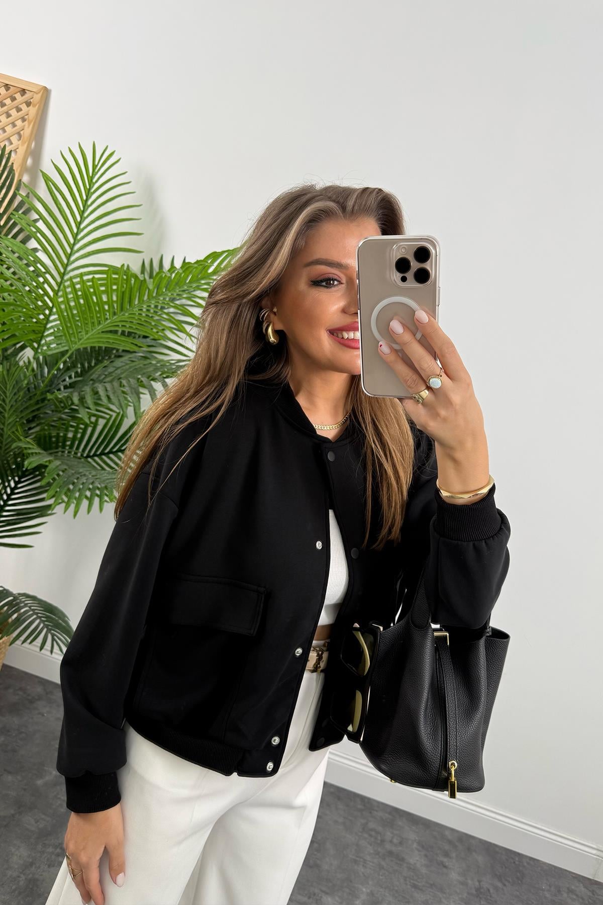 1. Sınıf Kalite Oysh Kumaş Bomber Ceket Siyah