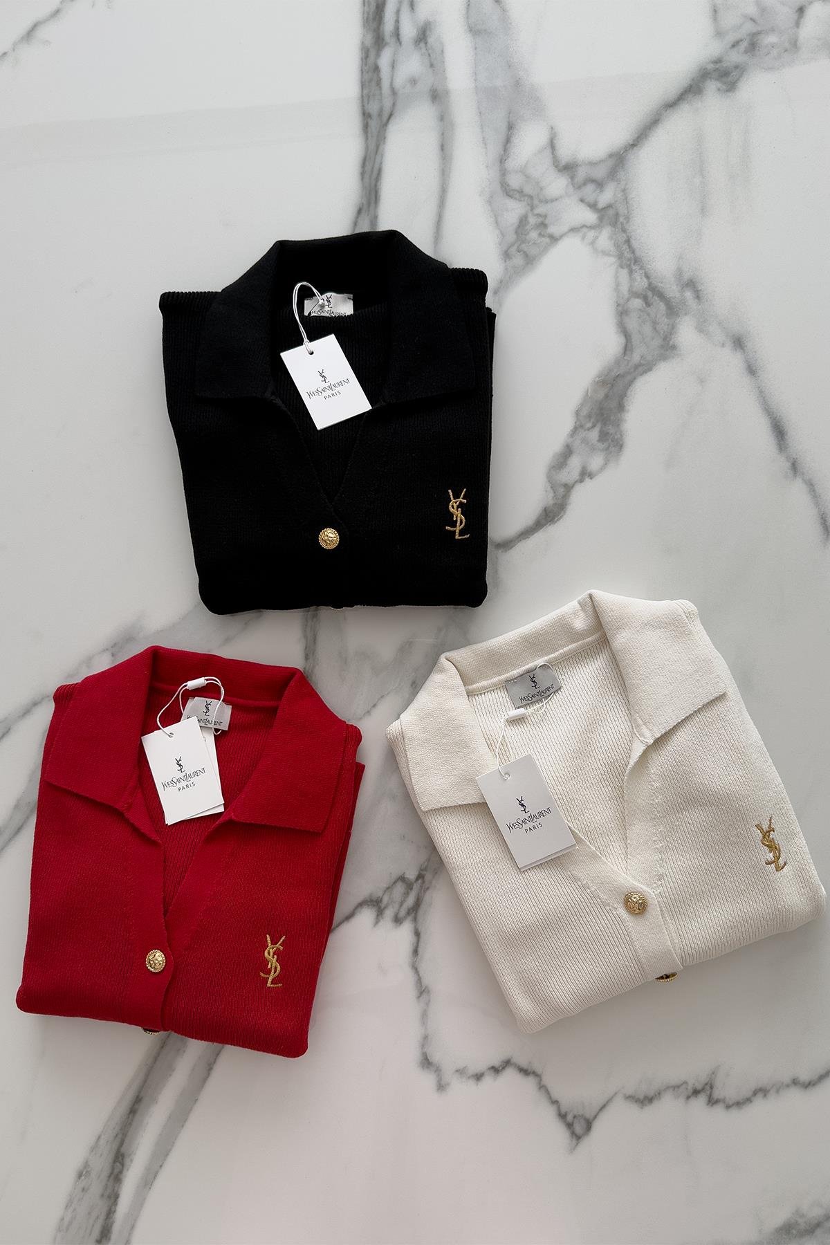 1. Sınıf Kalite Marka Model Gold Nakışlı Hırka Krem