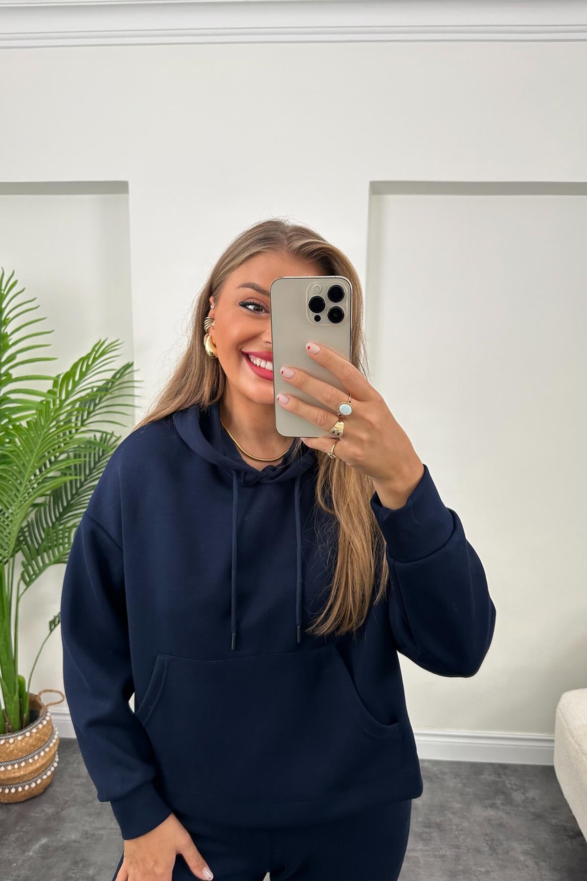 1. Sınıf Kalite Oysh Kumaş Ultra Yüksek Bel Eşofman Takımı Lacivert