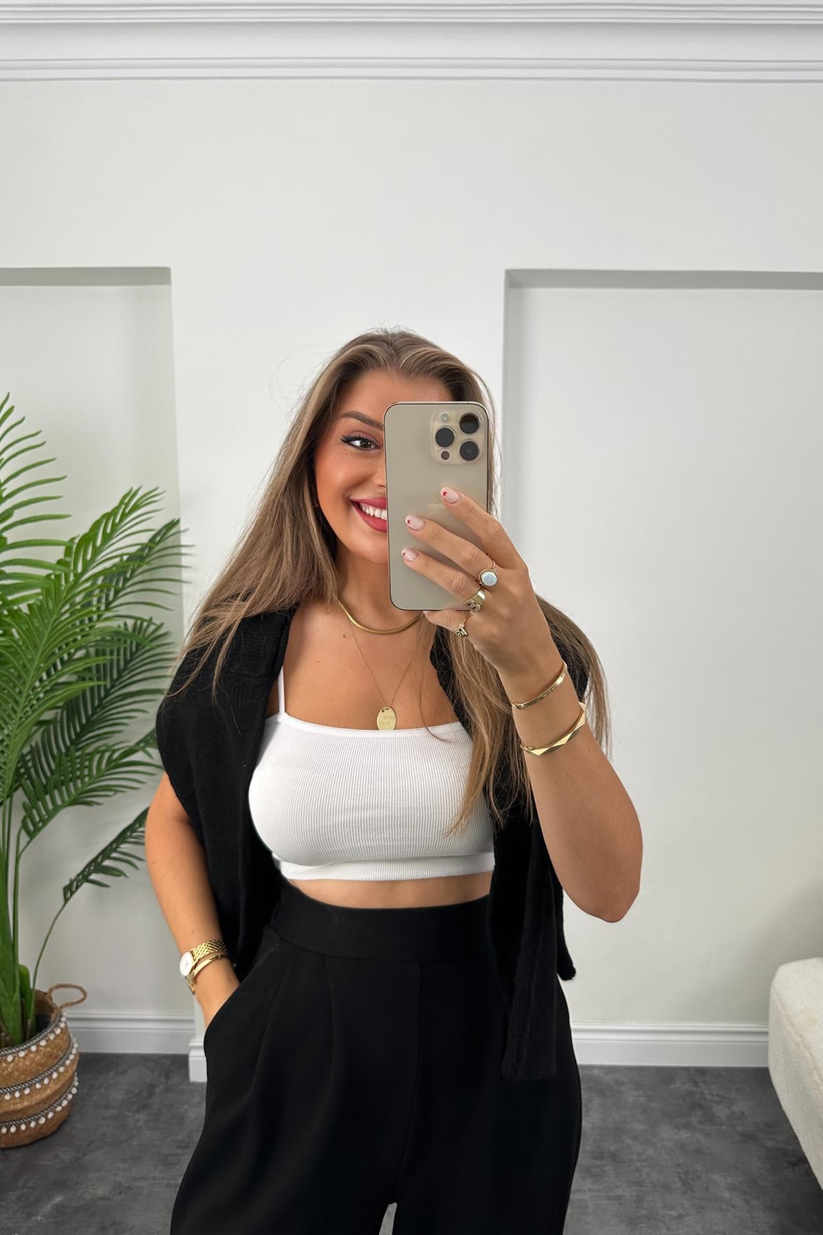 1. Sınıf Kalite Oysh Kumaş Beli Lastikli Harem Pantolon Siyah 