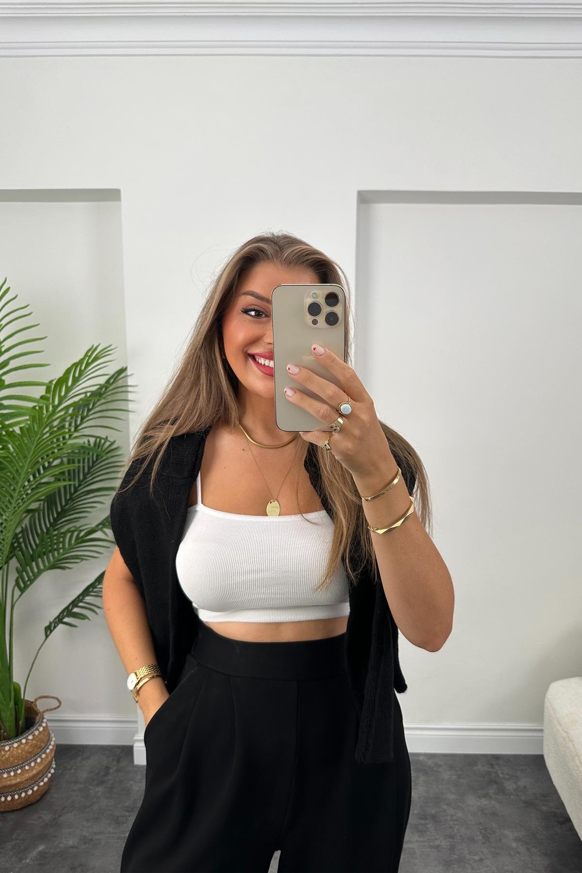 1. Sınıf Kalite Oysh Kumaş Beli Lastikli Harem Pantolon Siyah 