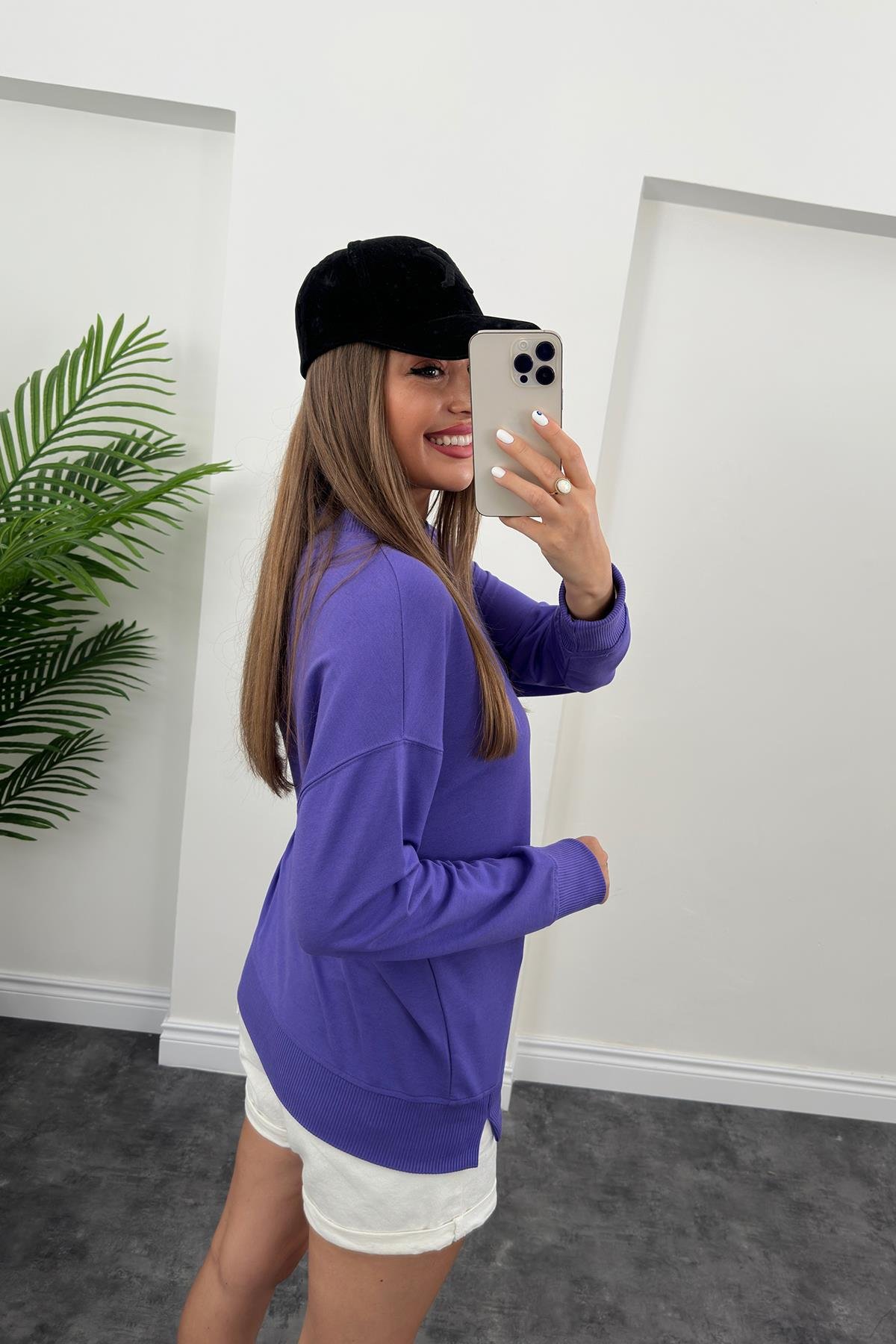 1. Sınıf Kalite Basic Sweat Mor