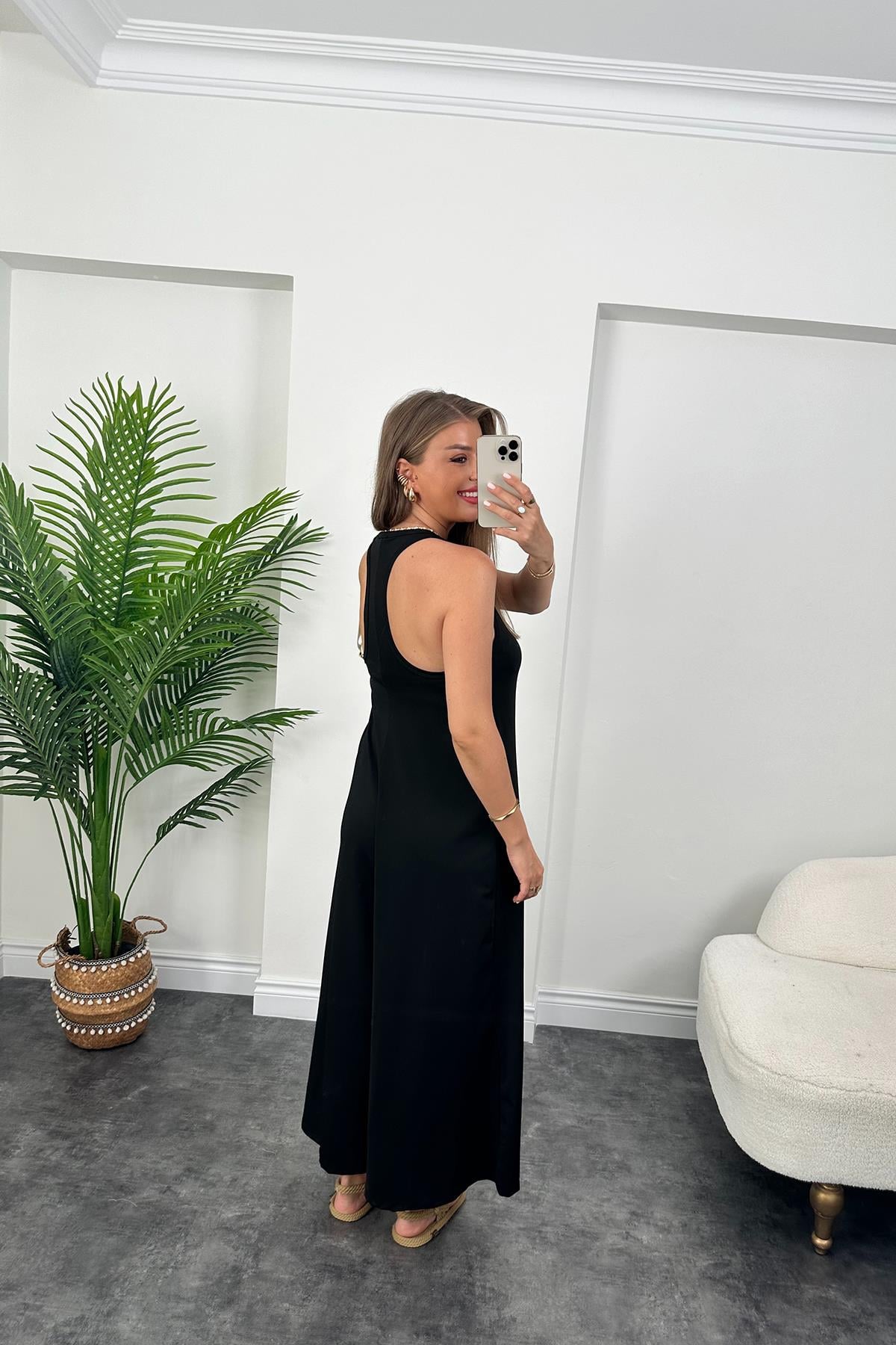 1. Sınıf Kalite Oyhso Model Halter Yaka Likralı Tulum Siyah