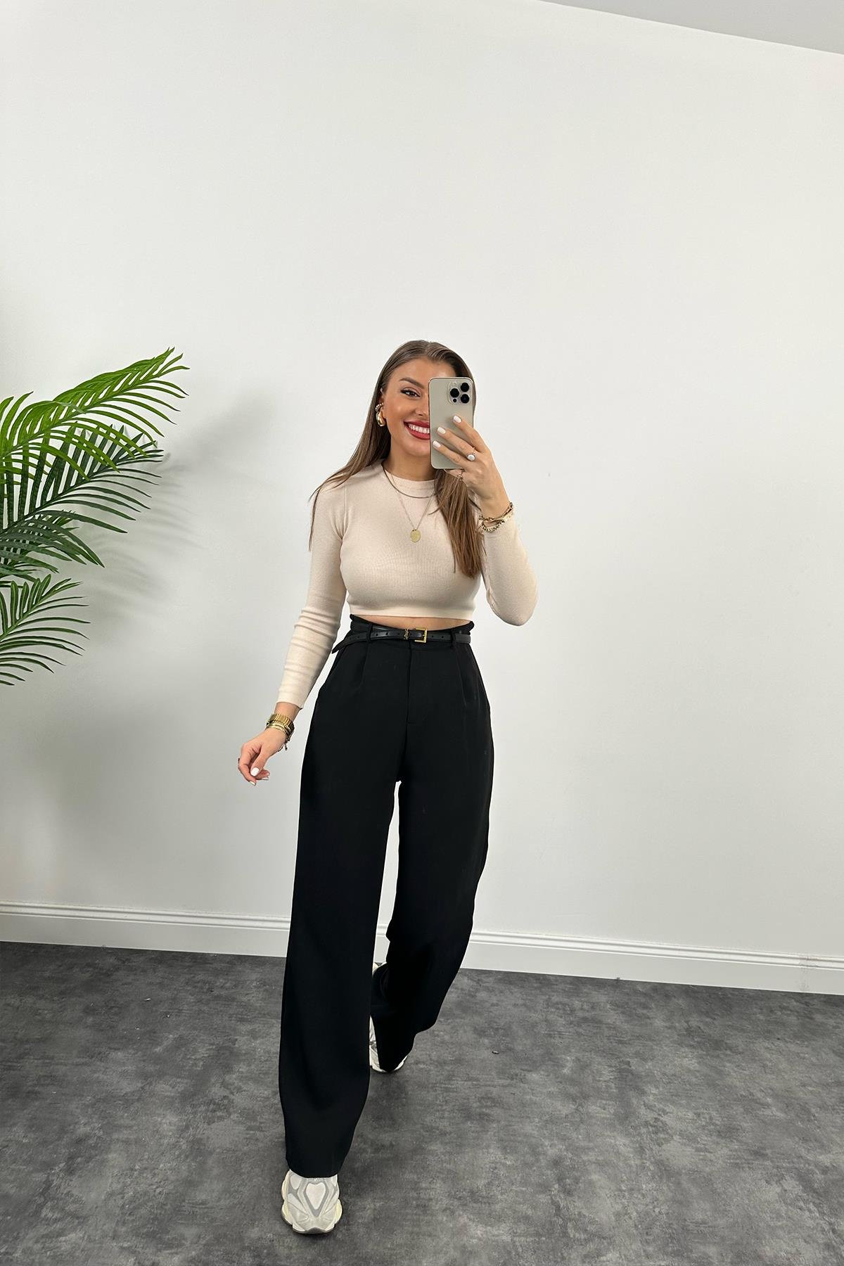 1. Sınıf Kalite Massimo Crop Boy İpek Merserize Krem