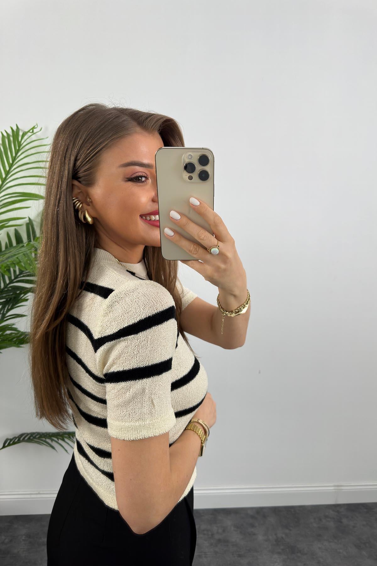 1. Sınıf Kalite Yumuş Dokulu Massimo Model Çizgili Triko Taş