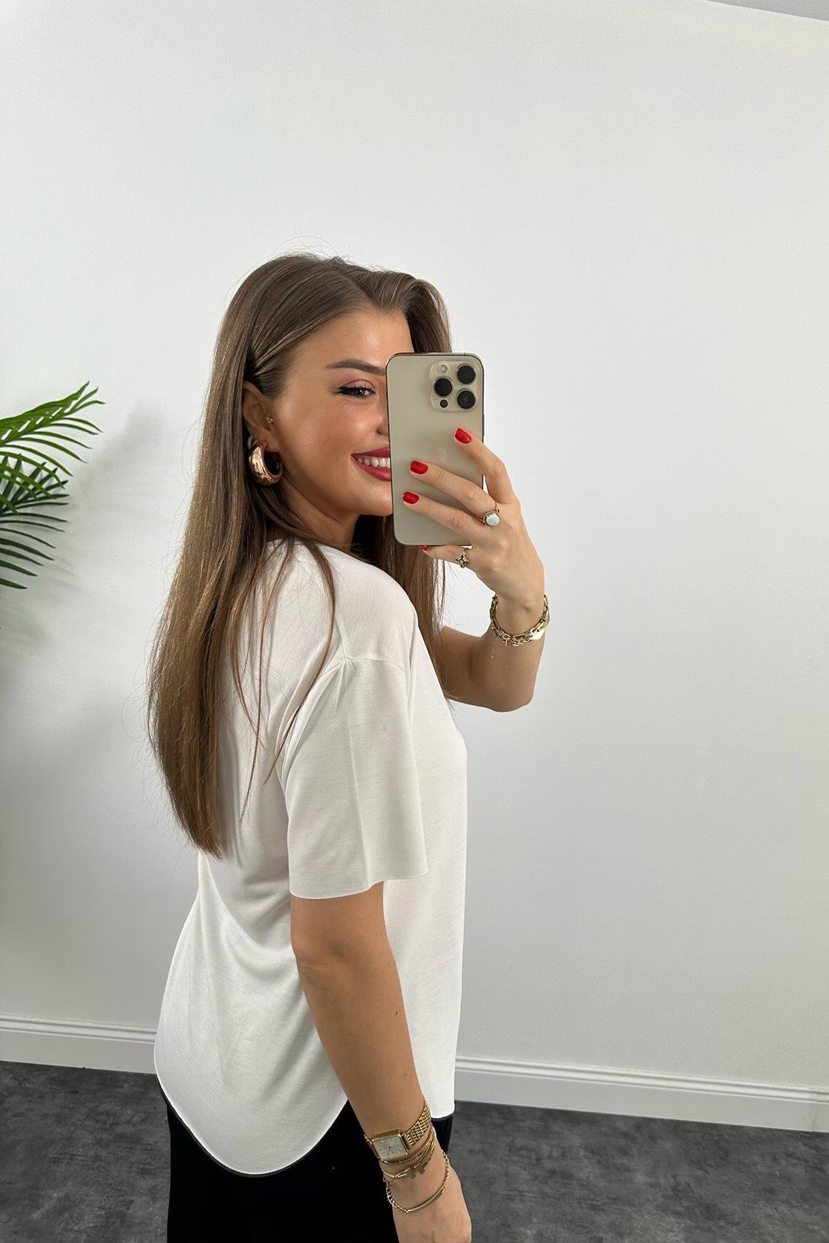 1. Sınıf Kalite Modal Kumaş Oysh Basic Tshirt Beyaz