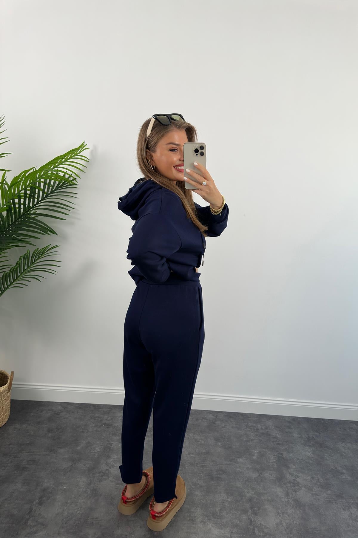 1. Sınıf Kalite Oysho Kumaş Ultra Yüksek Bel Eşofman Takımı Lacivert