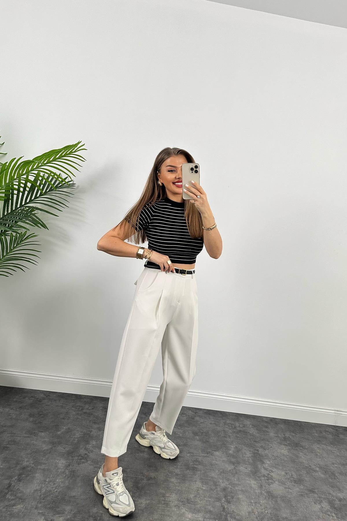 1. Sınıf Kalite Massimo Crop Boy Kısa Kol Marin İpek Merserize Siyah