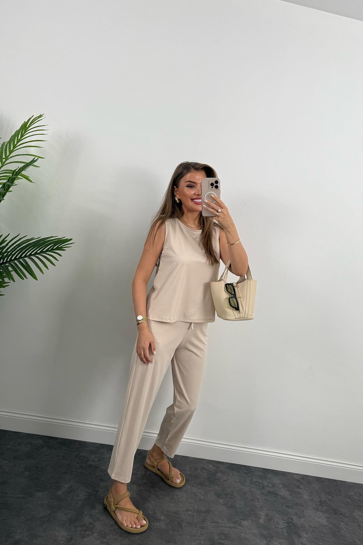 1. Sınıf Kalite Pike Modal Kumaş Pantolon Bluz Likralı Takım Taş