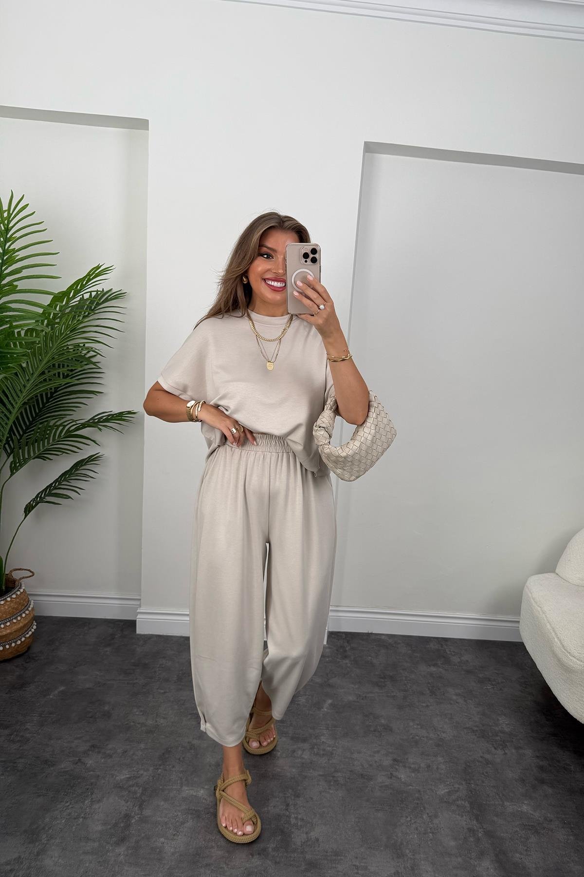 1. Sınıf Kalite Modal Oysh Kumaş Harem Takım Taş