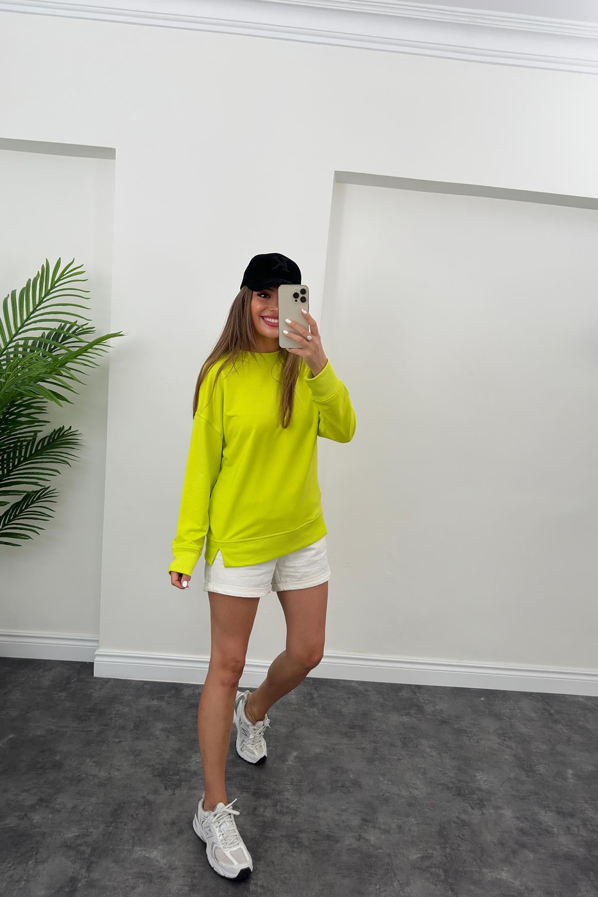 1. Sınıf Kalite Basic Sweat Neon Yeşil