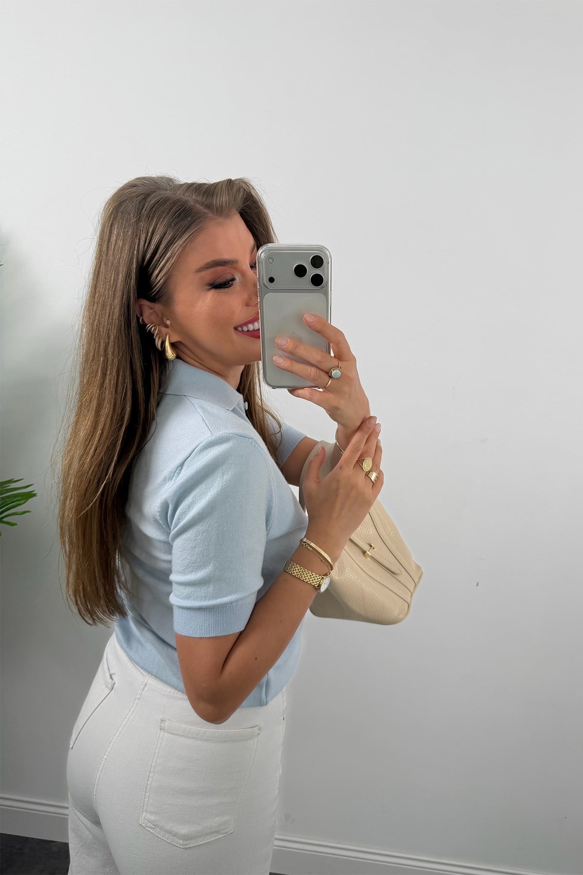 1. Sınıf Kalite Kaşmir Dokulu Polo Yaka Triko Pastel Mavi