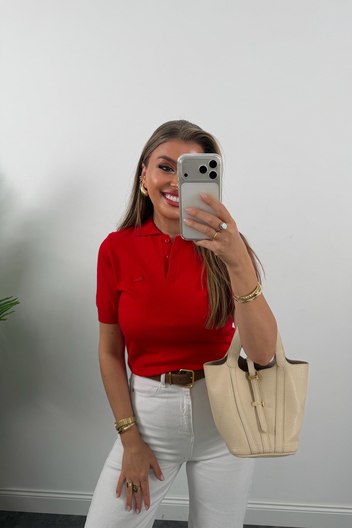 1. Sınıf Kalite Kaşmir Dokulu Polo Yaka Triko Kırmızı