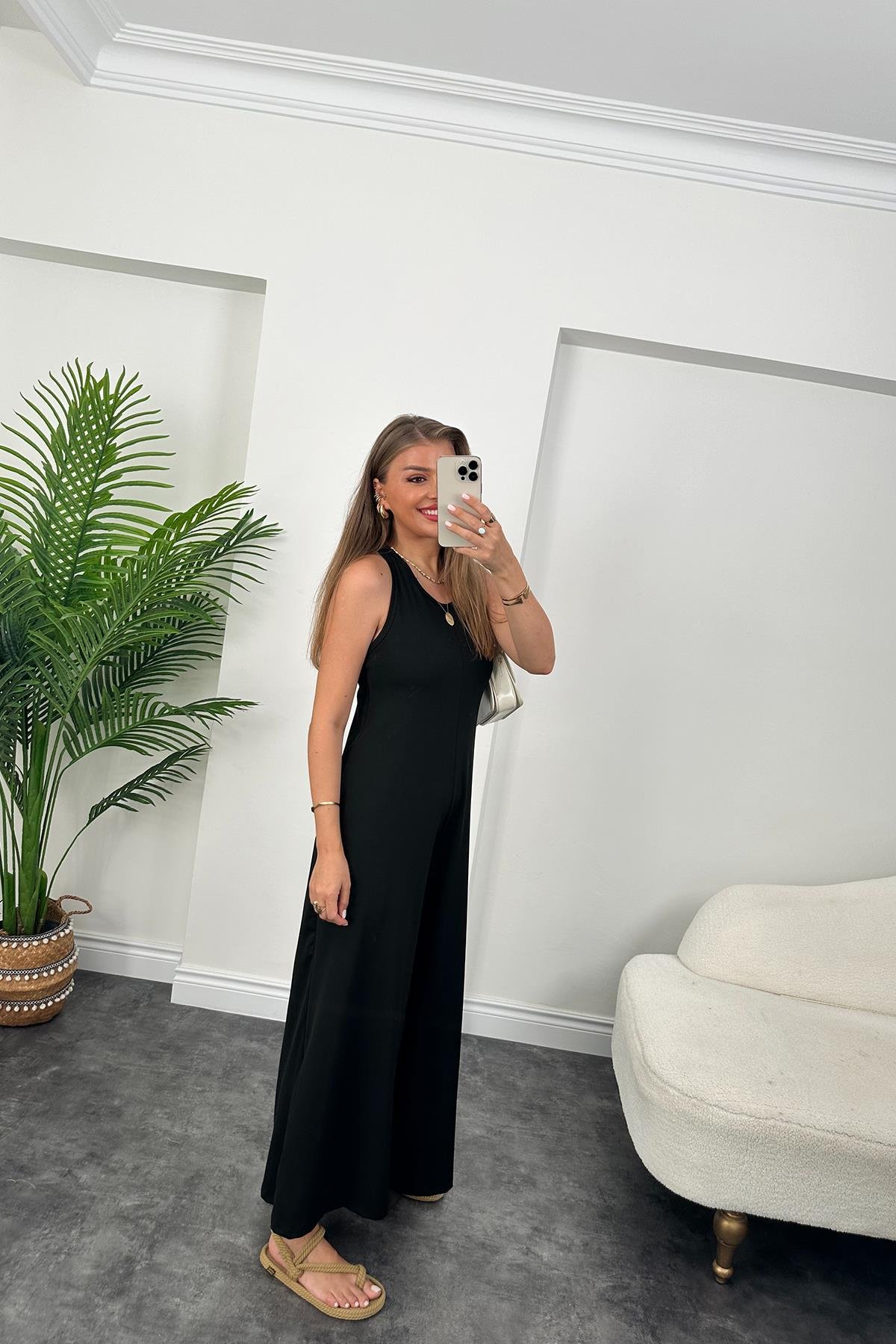 1. Sınıf Kalite Oyhso Model Halter Yaka Likralı Tulum Siyah