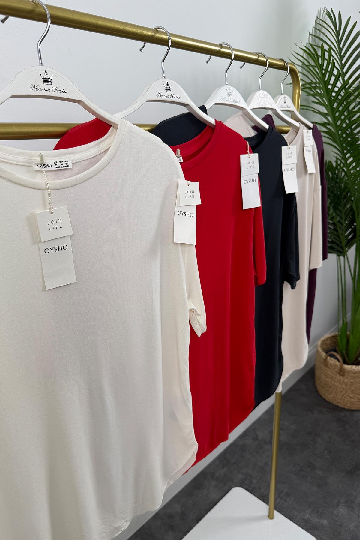 1. Sınıf Kalite Modal Kumaş Oysh Basic Tshirt Mürdüm 