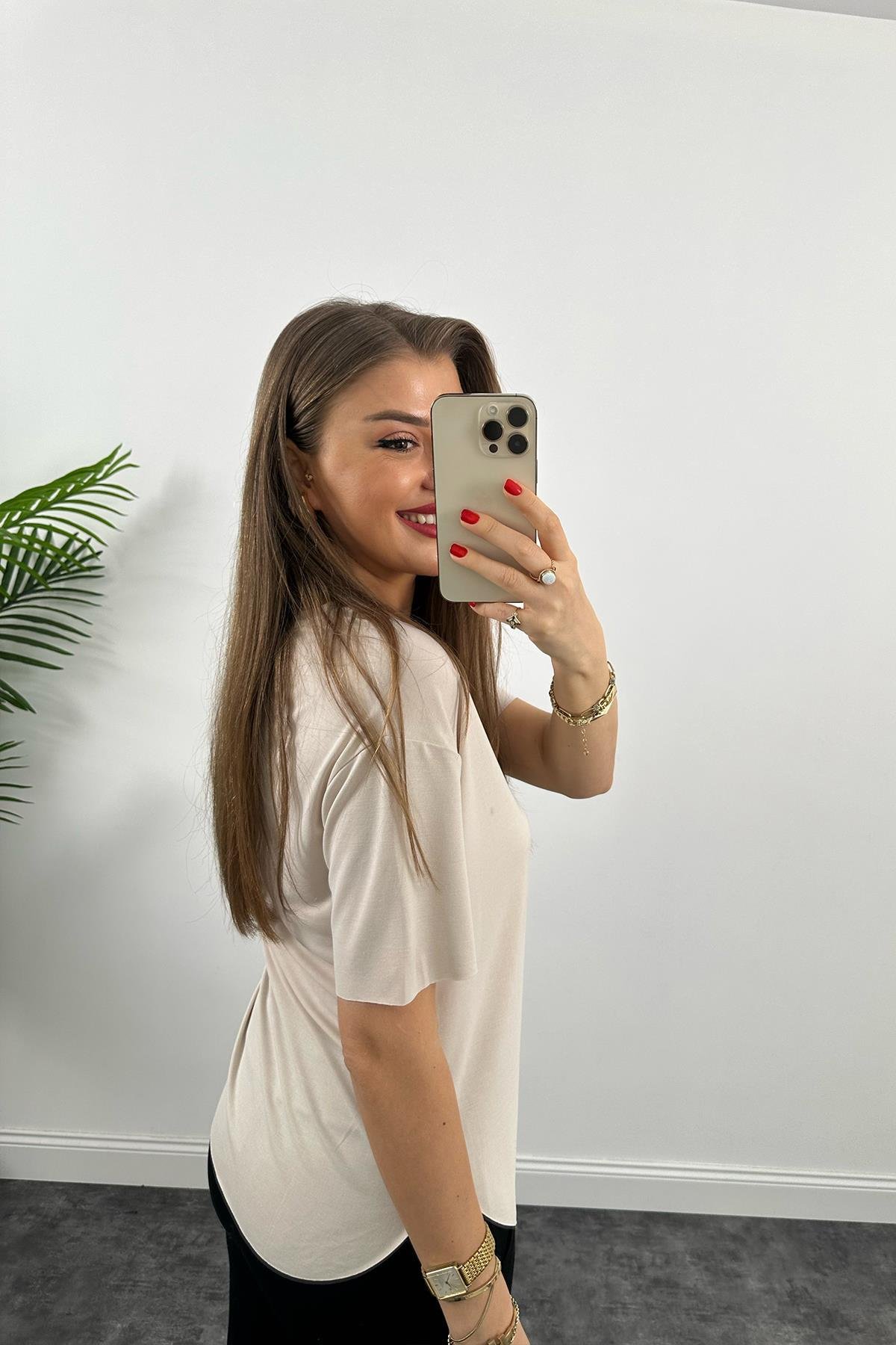 1. Sınıf Kalite Modal Kumaş Oysh Basic Tshirt Taş