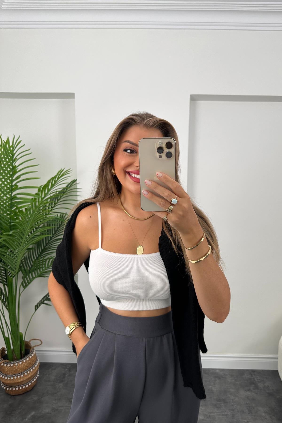 1. Sınıf Kalite Oysh Kumaş Beli Lastikli Harem Pantolon Antrasit 